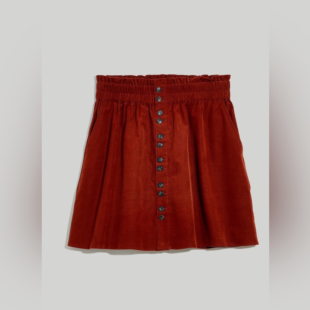 MADEWELL Plus Baby Corduroy Paperbag Button-Front Mini Skirt